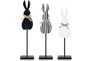 Charming Black and White Easter Bunny Table Centerpieces for a Rustic Farmhouse Spring