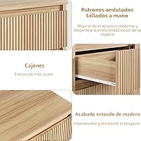 Vista 6 de Jocoevol Cómoda de Roble de 6 Cajones para Dormitorio, Cómoda Acanalada Moderna, Cómodas de Dormitorio con Cajones, Cofre Grande de Cajones