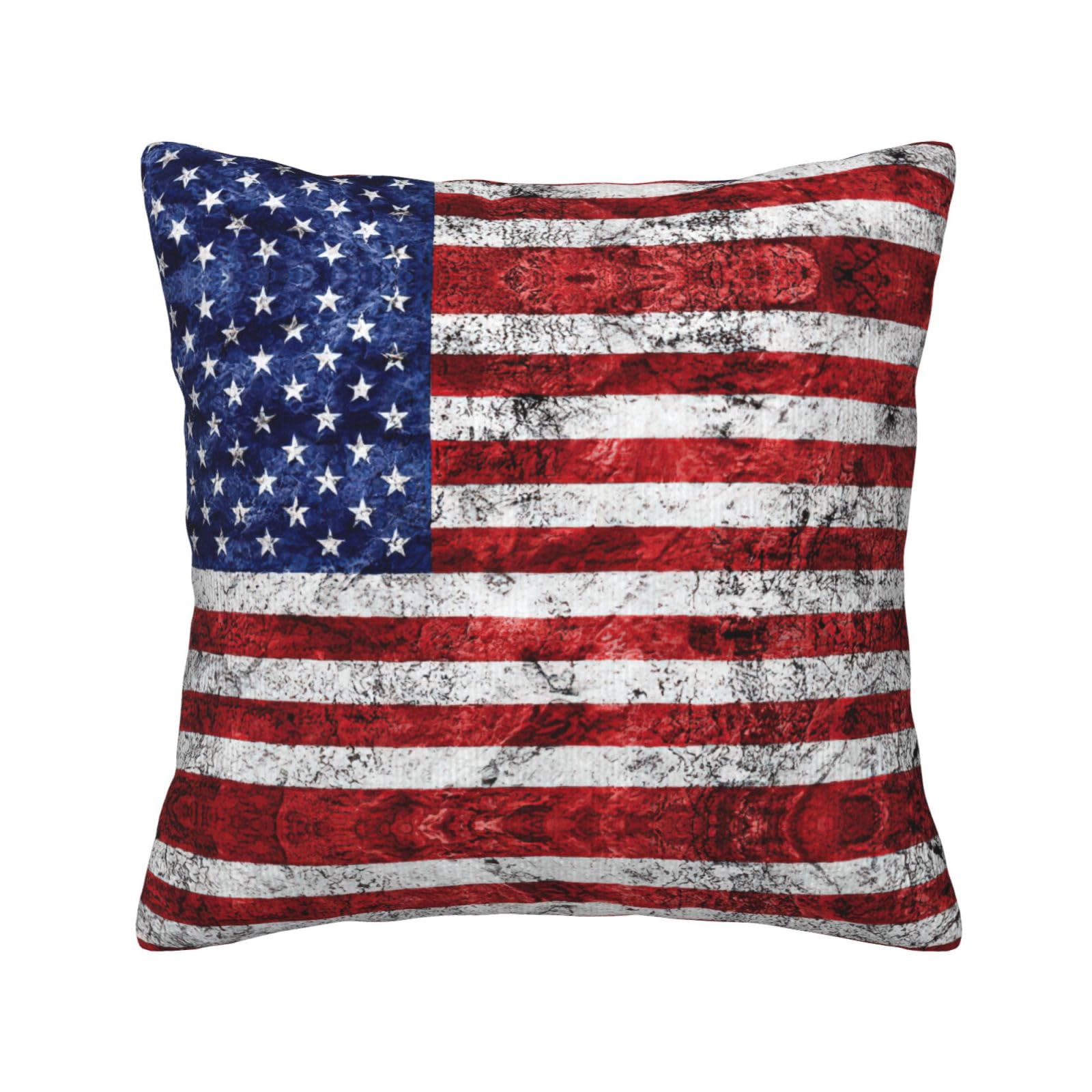 Housse de coussin velours côtelé 4 juillet drapeau américain déco canapé