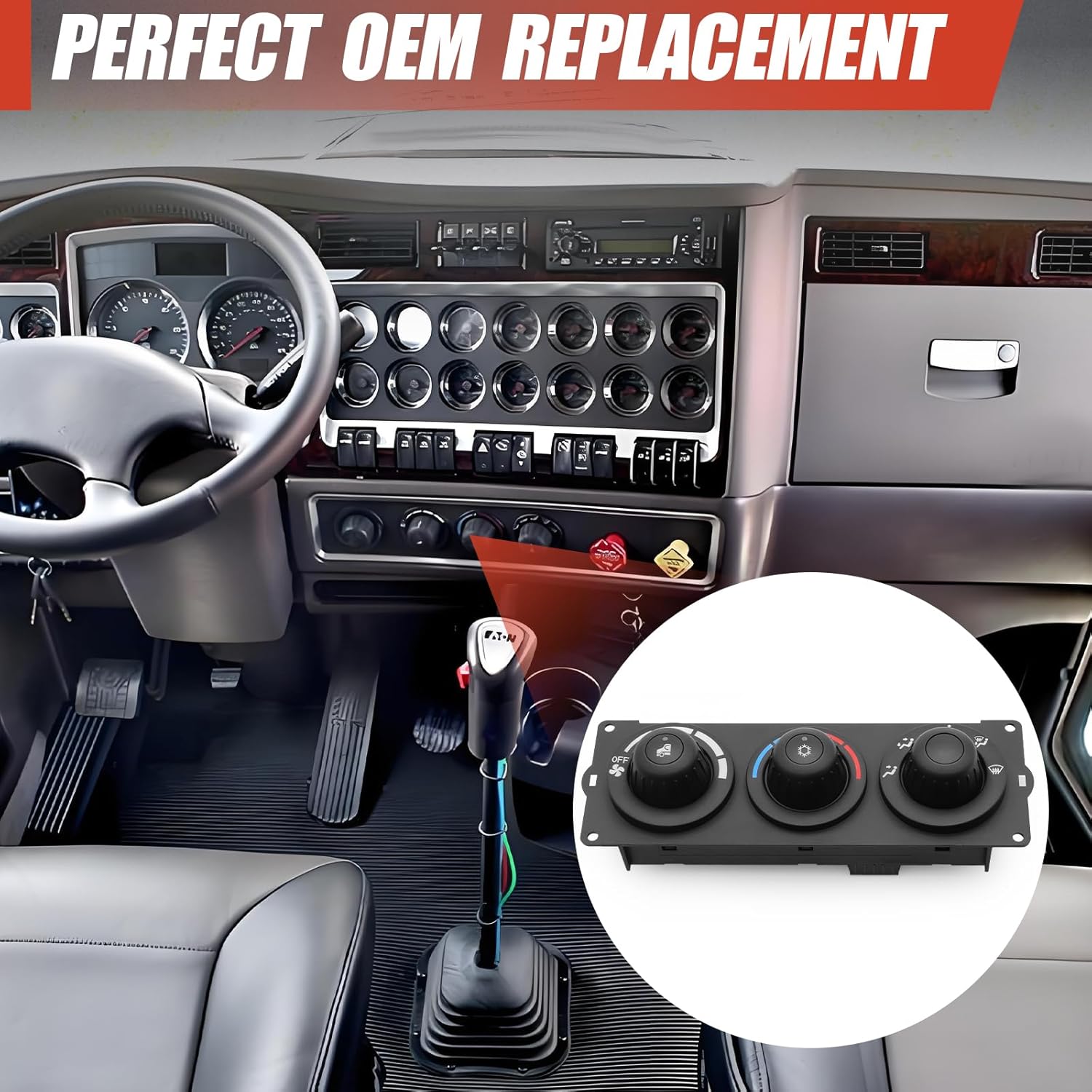 F21-1013-21-000 A/C Heater Climate Control Module Panel Compatible with 2006-2023 Kenworth T800 Replacement F21101221000