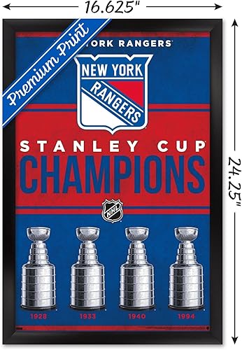 Miniatura 3 de Trends International NHL New York Rangers - Póster de pared de Champions 23, 14.72 x 22.37 pulgadas, versión enmarcada en negro
