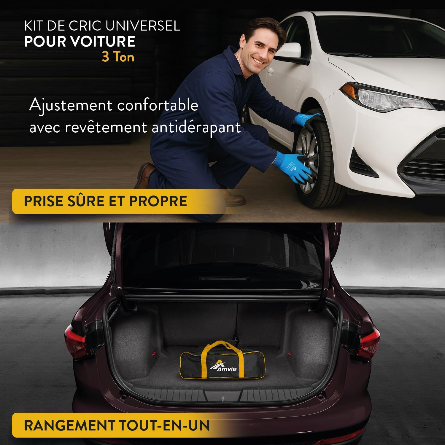 Kit Cric Voiture 3 T | Cric à Ciseaux Portable pour SUV et Voitures