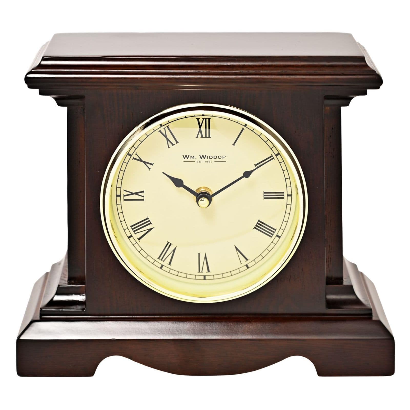 Widdop And Co Dark Walnut Wm. Widdop Finish Square Mantel Clock - W3416