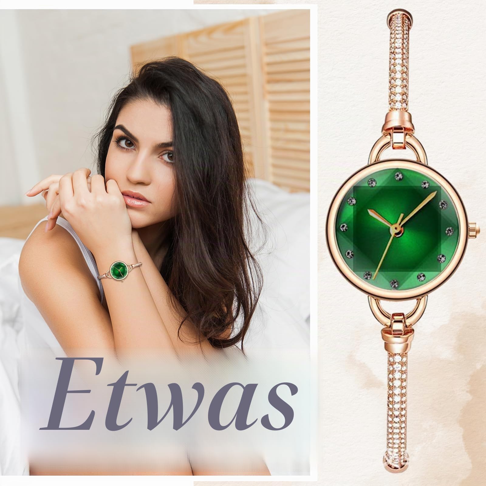 JewelryWe Damen-Armbanduhr, Quarz, analog, rund, klein, Roségold, wasserdicht, verstellbares Armband aus Edelstahl, für den täglichen Gebrauch