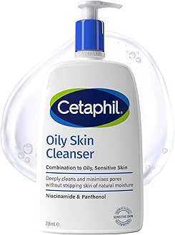 Cetaphil Oily Skin Cleanser, 236ml, Face Wash, For Combination to Oily Sensitive Skin, With Niacinamide