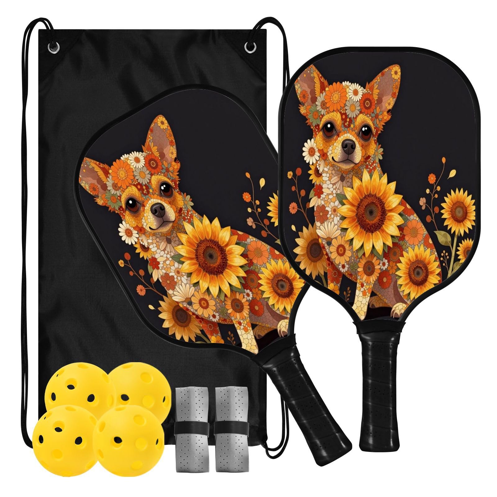 Linda pala de pickleball de carbono de baja vibración con girasol para