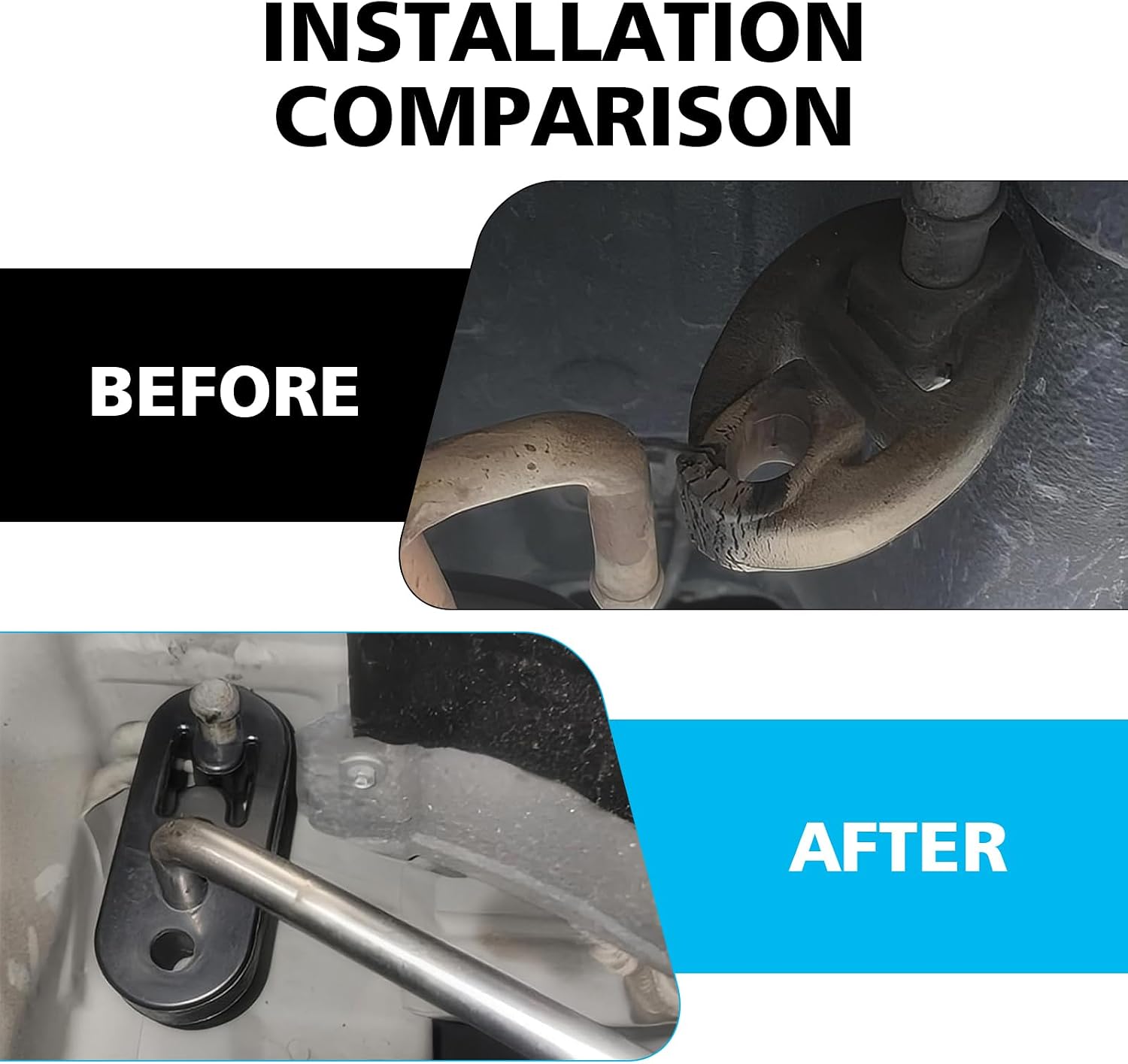 2 PCS Exhaust Hanger, 4 Hole Adjustable Exhaust Pipe Muffler Insulation Shock Absorber Hook, High Temperature Resistant Rubber Mounting Bracket, for Most Cars Modification Parts (Black)