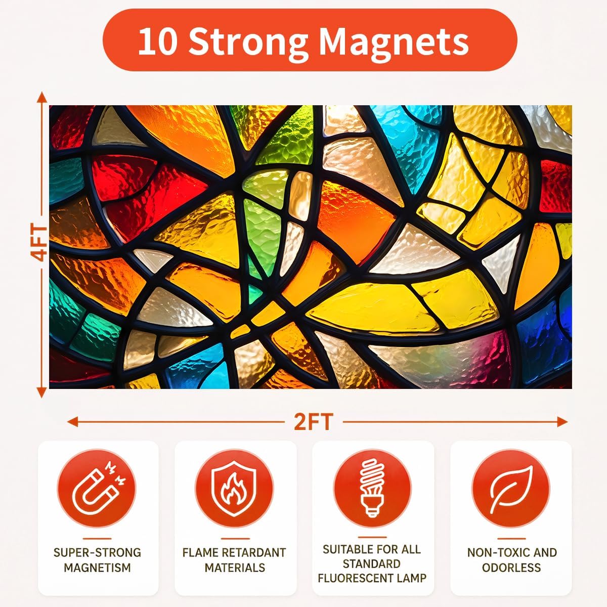 4-Pack Magnetic Fluorescent Light Covers for Ceiling Lights4x2 ft