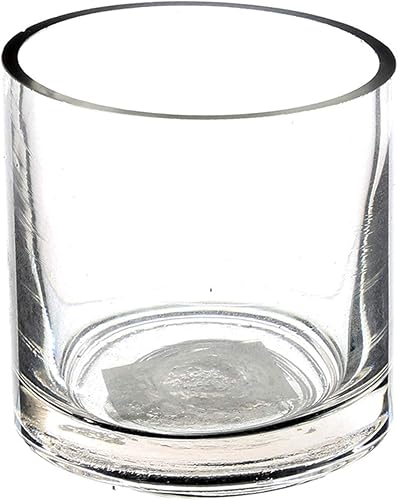 WGV - Jarrón cilíndrico, 3 pulgadas de ancho x 3 pulgadas de alto, transparente delgado y estrecho, portavelas de vidrio, contenedor floral para