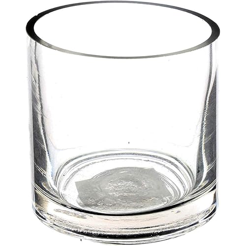 WGV Cylinder Vase, 3" W x 3" H, Clear Skinny Narrow Glass Candle Holder Bud Floral Container Planter Terrarium for Wedding Party Flowers Centerpieces Home Office Decor, 1 Piece