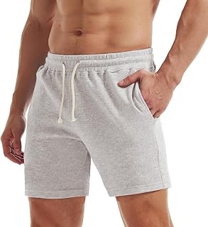 AIMPACT Men's 5"/7" Sweat Shorts Elastic Waist Gym Workout with Pockets | Soft Terry Cotton Men Shorts, Deep Pockets, Breathable Loose Fit for Gym, Running, Casual Daily Wear