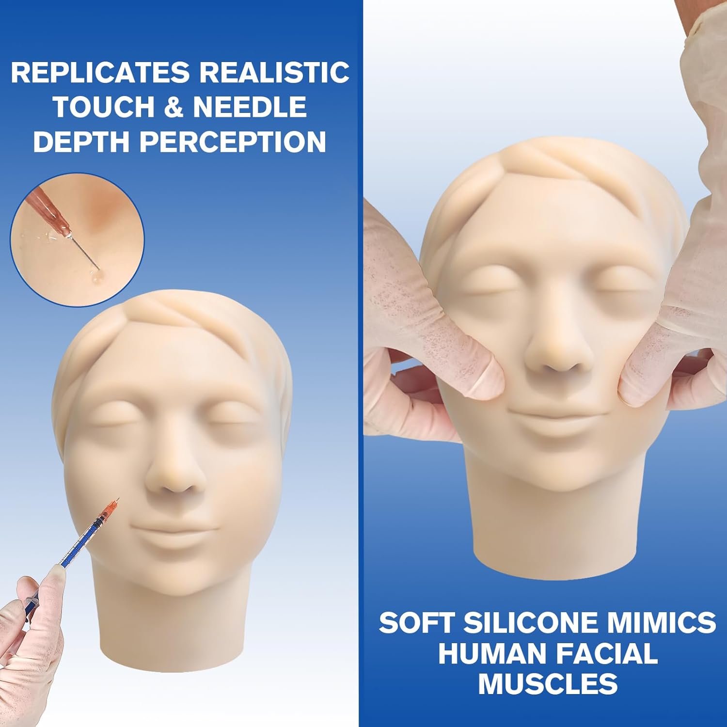 Injection Training Mannequin Face Model Head Model for Micro-Plastic Teaching, Practice Training to Medical Student, Esthetician