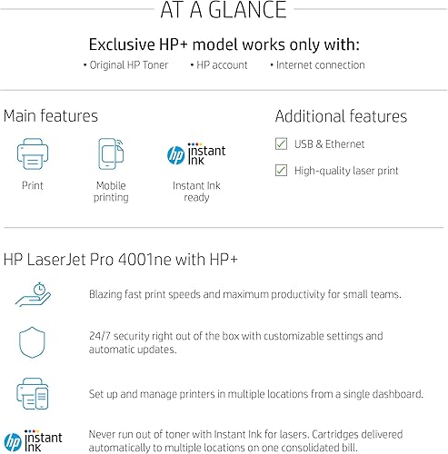 Miniatura 4 de HP Impresora LaserJet Pro 4001ne en blanco y negro con funciones de oficina inteligente HP+ (renovado)