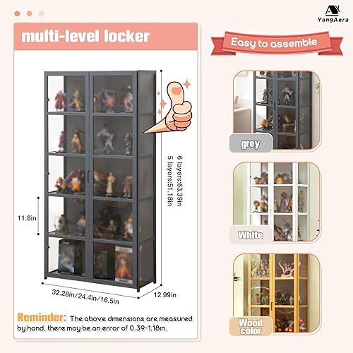 Miniatura 2 de YangAera Gabinete de exhibición de 5 capas, longitud de 24.4 pulgadas, vitrina de puerta folio, gabinete de exhibición de vidrio, gabinete de