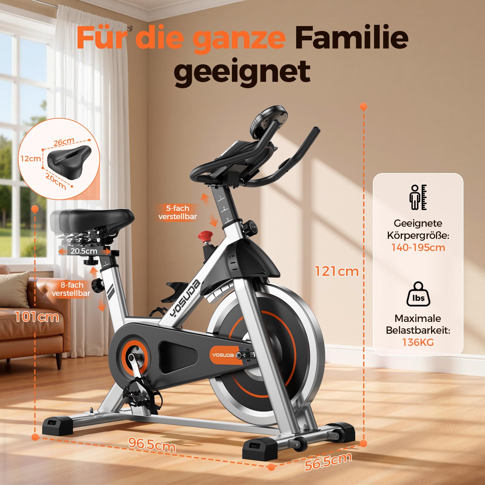 【Aktualisiert】Heimtrainer Fahrrad, YOSUDA Indoor Cycling Bike mit Magnetwiderstand & APP, Leises Ergometer mit LCD-Monitor & Tablet-Halter, Spining Bike für Kardiotraining zu Hause, Höhenverstellbar