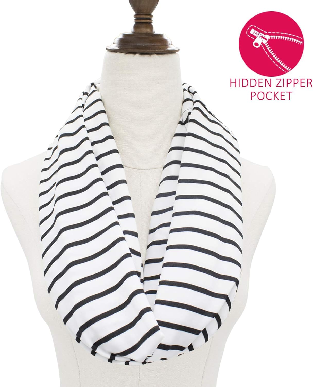 Infinity Scarfs for Women, Girls, Ladies, Travel Scarf Lightweight Wrap Infinity Scarf with Hidden Pocket Womens Scarves