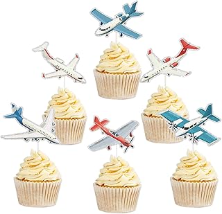 18 Pcs Airplane Cupcake Topper,Baby Shower Favors, Aircraft Sign,Aviation Fighter Theme Kids Birthday Baby Shower Party Supplies for Boys and Girls