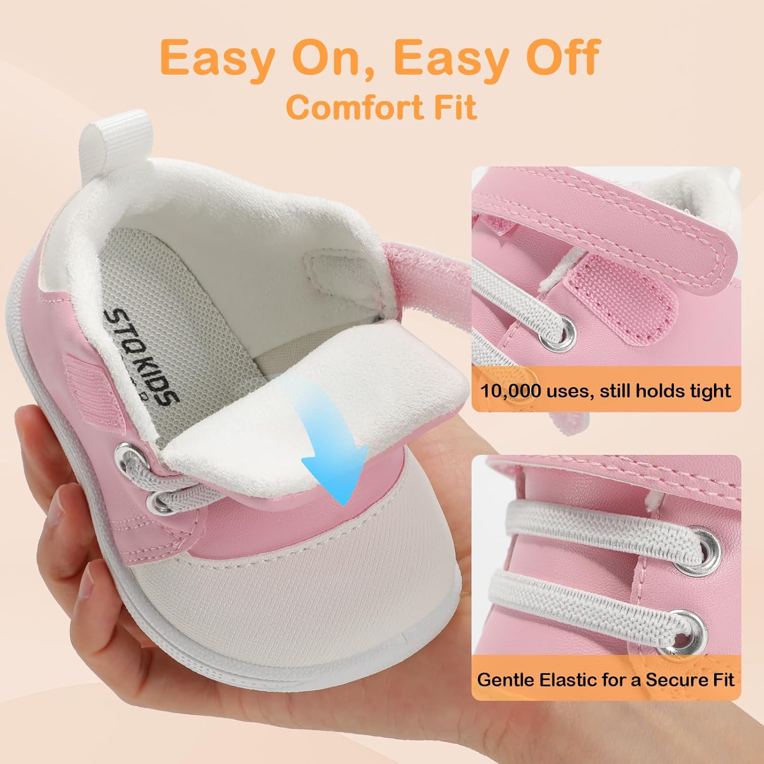 Unisex-Baby Mid-Top First Walker Shoes Wide Toe Box Toddler Boy Girl Barefoot Shoe Soft PU Leather Infant Sneakers with Hook-and-Loop - Image 6