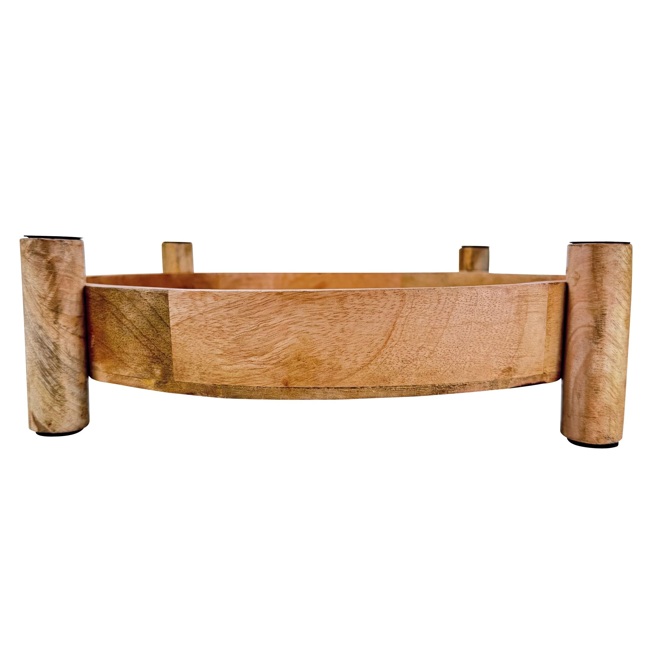 Adventskranz aus Mangoholz für Stabkerzen mit schwarzen Kerzenhaltern aus Metall - rund, modern und natürlich für Ihre Weihnachtsdekoration