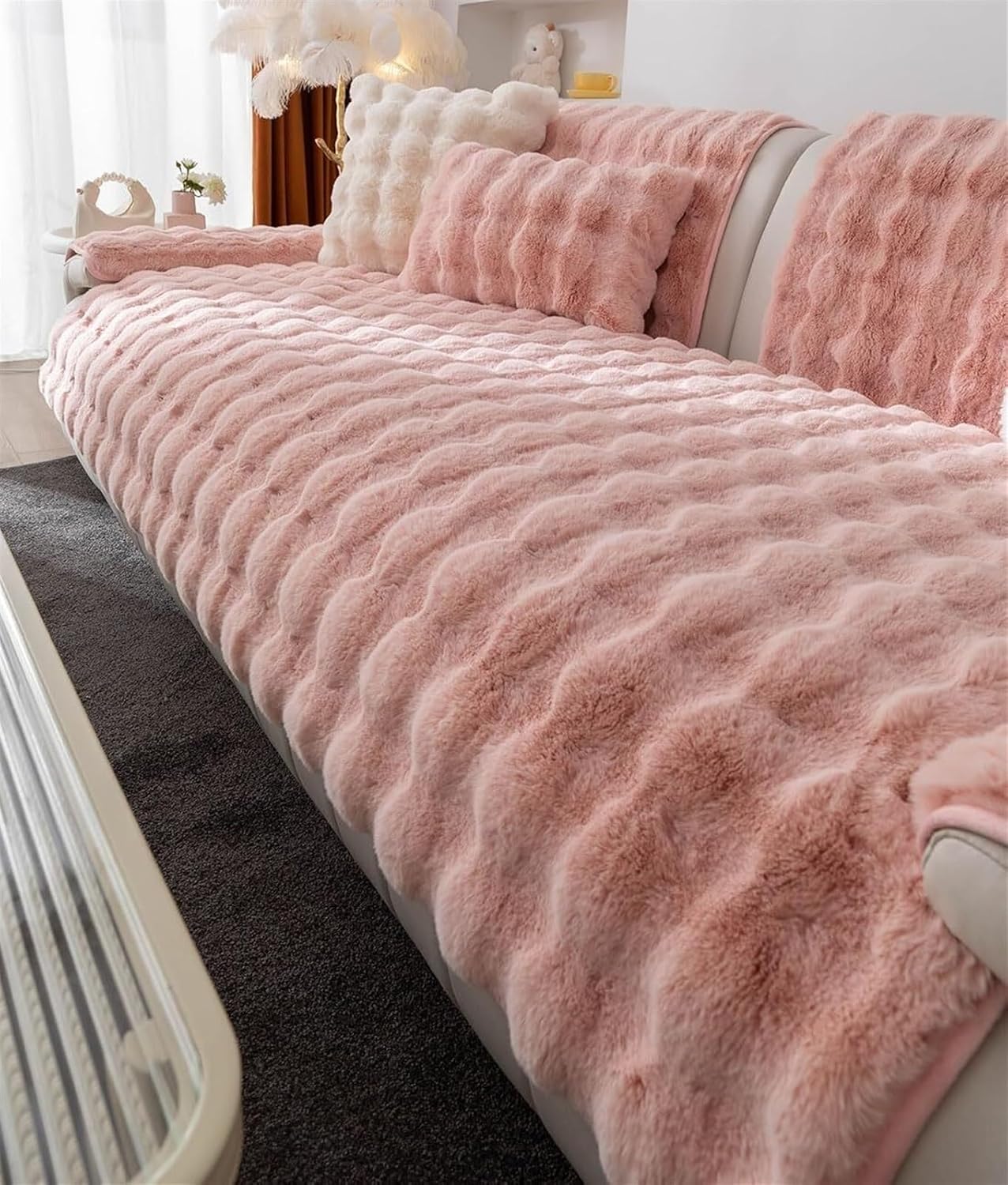 Couch Cover Sectional L Shape Slipcover Velvet Plush Sofa Slipcover Corner 3/2/1/4 Seater Non-Slip - Furniture Protector Sofa Covers for Cushion Couch Loveseat Recliner Armrest Backrest ( Color : @2 ,