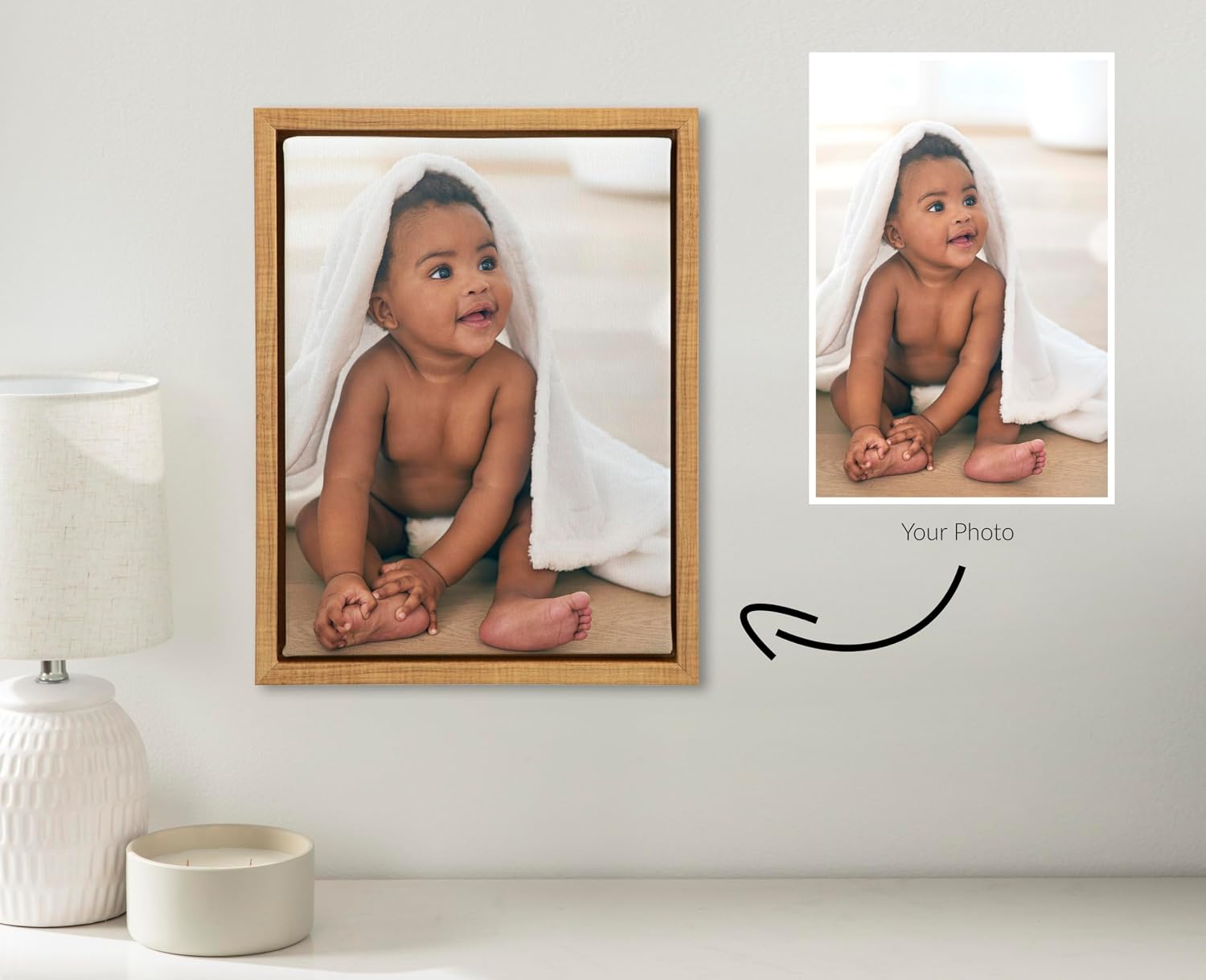 Kate and Laurel Custom Printed Framed Canvas Wall Art, 10x13 Natural, Sylvie Personal Canvas Print with Your Photos for Bedroom or Living Room Gallery Wall Decor | Printed and Hand Framed in the USA