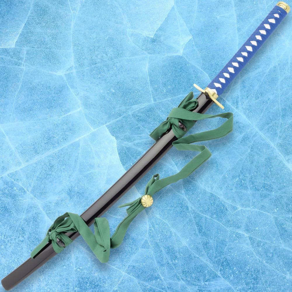 Hitsugaya Hyourinmaru Zanpakuto Anime Sword | 440 Stainless Steel Blade | Distinctive Star-Shaped Tsuba | Ray Skin Handle with Cord Wrap | Coordinating Scabbard | 40" Overall Length