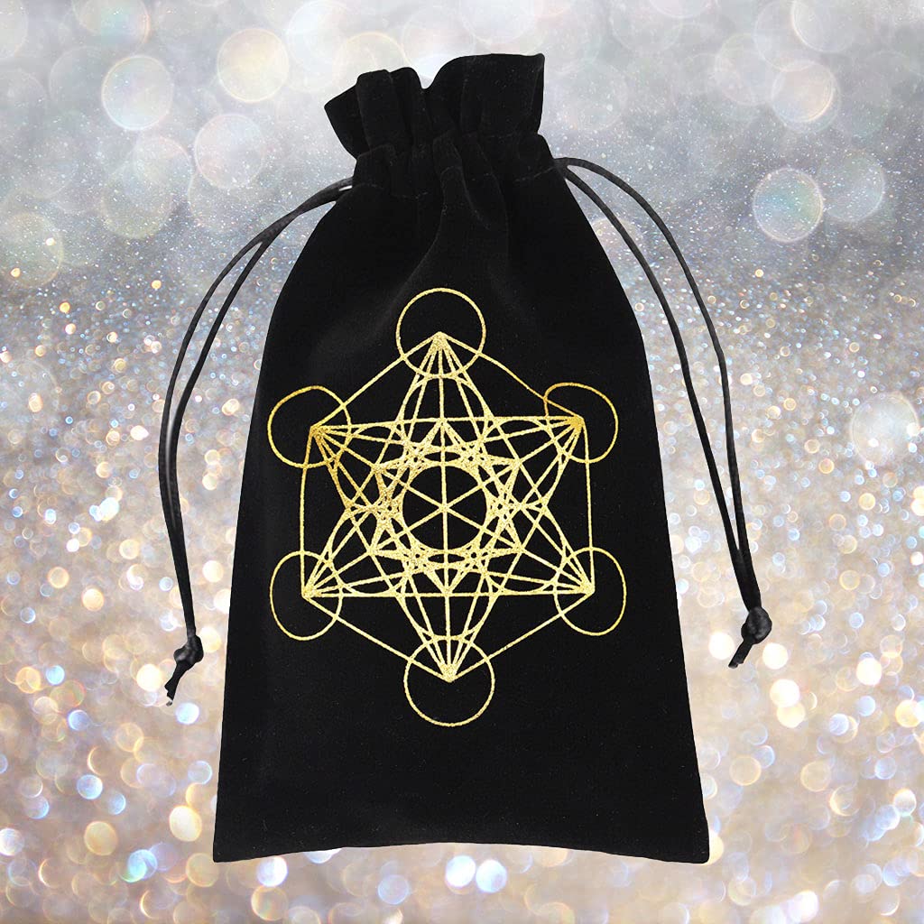 LFRXION Square Card Bag Thick Embroidery Bag for Divination Card Travel Divination Storage Bag Witch Fortune-Telling