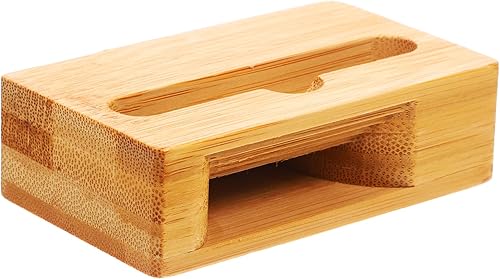 Amplificador de soporte para teléfono celular, 3.9 x 2.4 x 1.2 in, madera de bambú, amplificador de sonido, resonancia de eco, soporte para teléfono