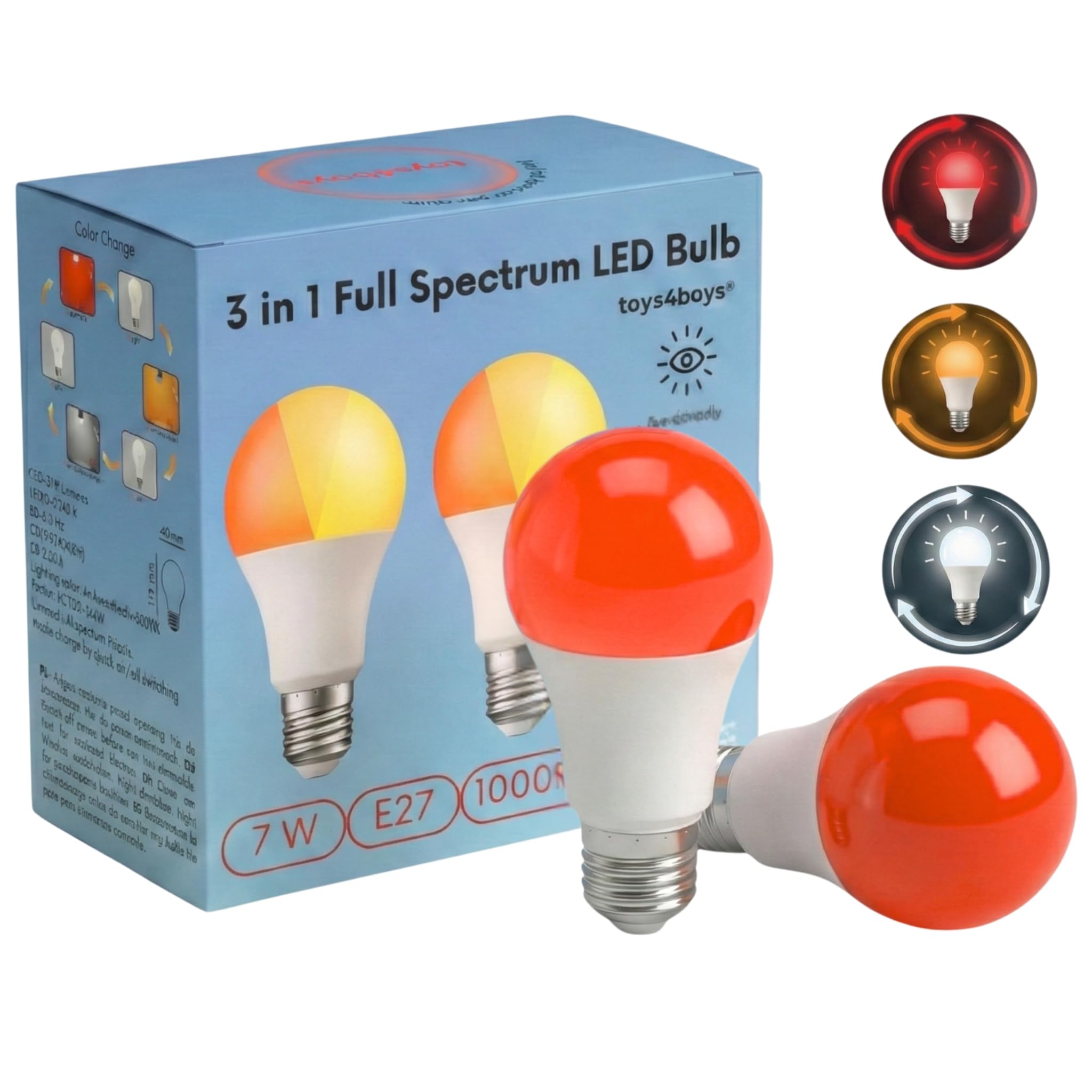 Bombilla LED roja E27 luz nocturna para dormitorio y rutina de sueño Toys4Boys pack de 2 8