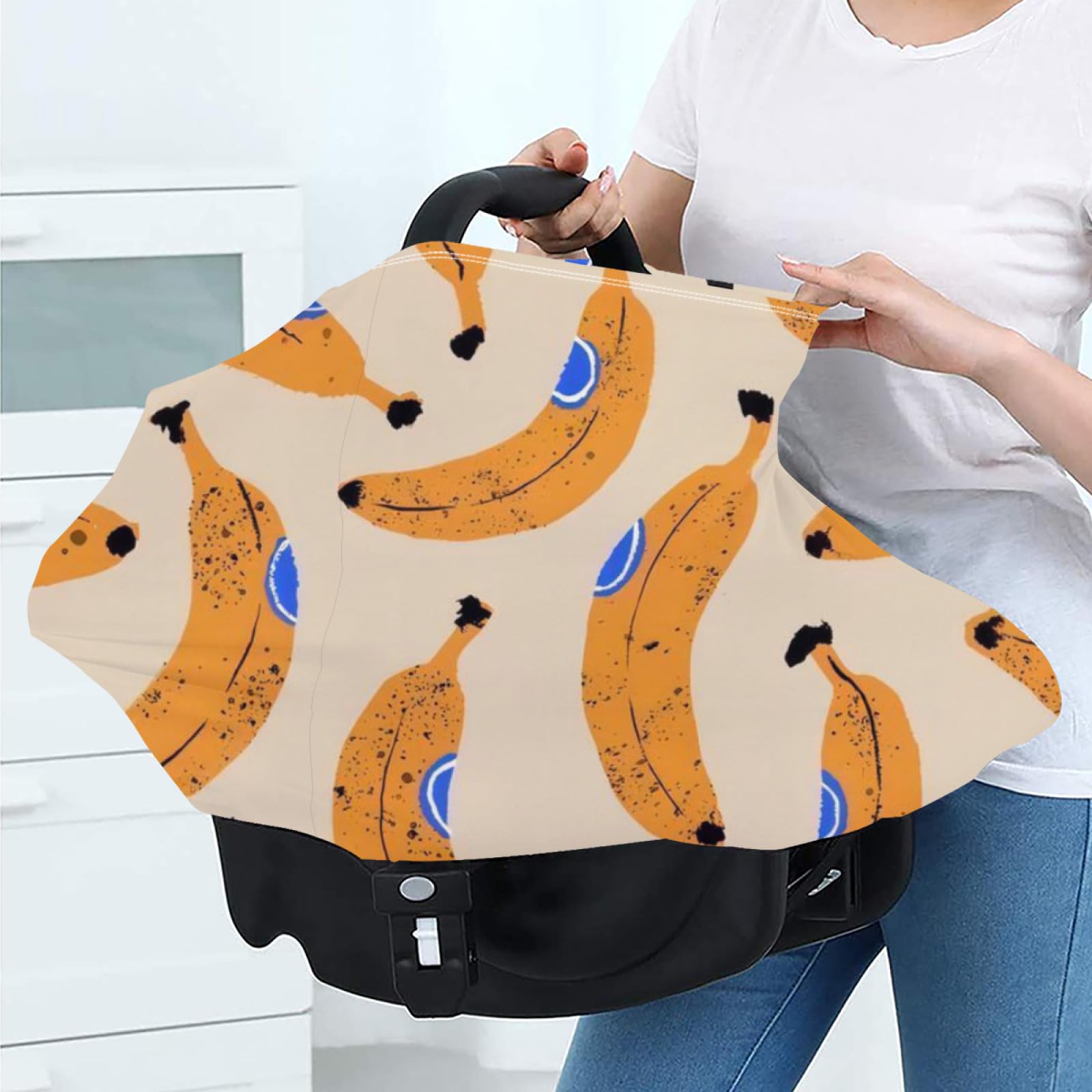 Amazon.co.jp: ベビーカーカバー オレンジイエロー 果物 バナナ 柄 