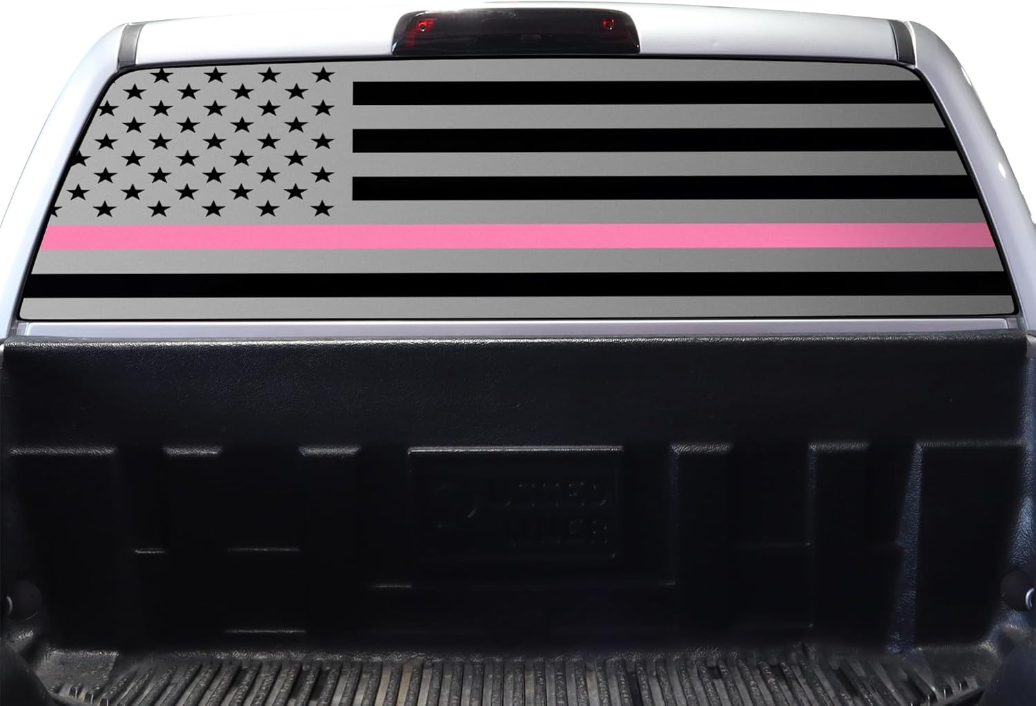 BOGAR TECH DESIGNS Precut Rear Window American Flag Vinyl Decal Sticker Fits Chevy Silverado & GMC Sierra 2014-2018, Matte Black