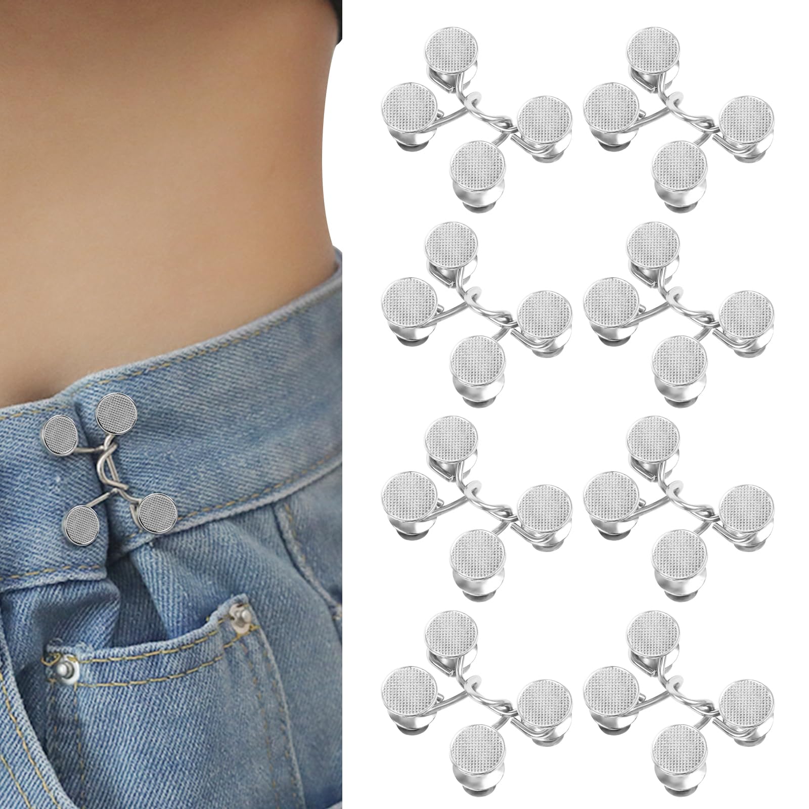 8 Fibbie Stringivita Per Jeans - Regolabili Senza Cucire, 4 Colori - Foto 2