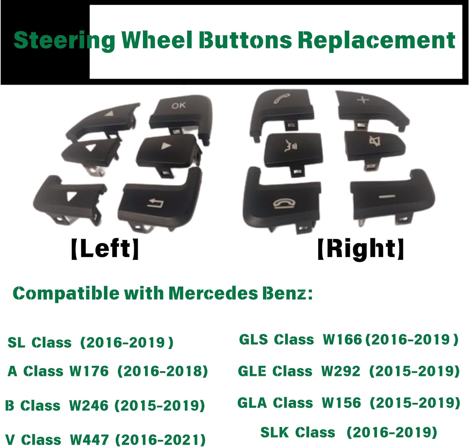 Compatible with Mercedes Benz Steering Wheel Control Button Cover Replacement W166 GLS GLE A B CLA CLS GLA SL SLC W176 W246 W117 W218 W156 W231 W172 (Brown, A set 12pcs)