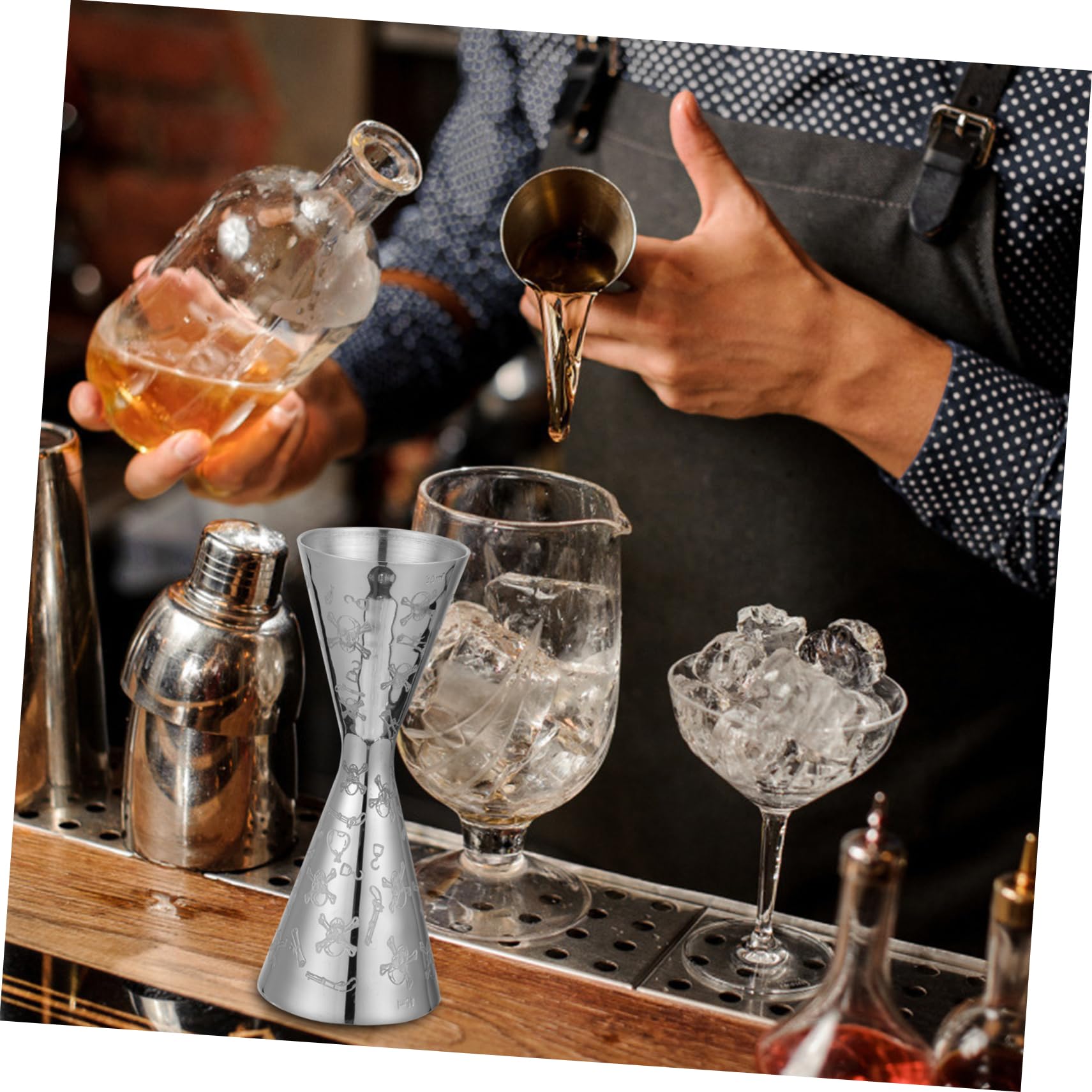 TOPBATHY 3 Pièces Mesureur De Vin en Acier Inoxydable Bar Jigger Doseur à Martini Shaker à Cocktail Tasse à Mesurer Barman Professionnel Double- Style Verre à Cocktail