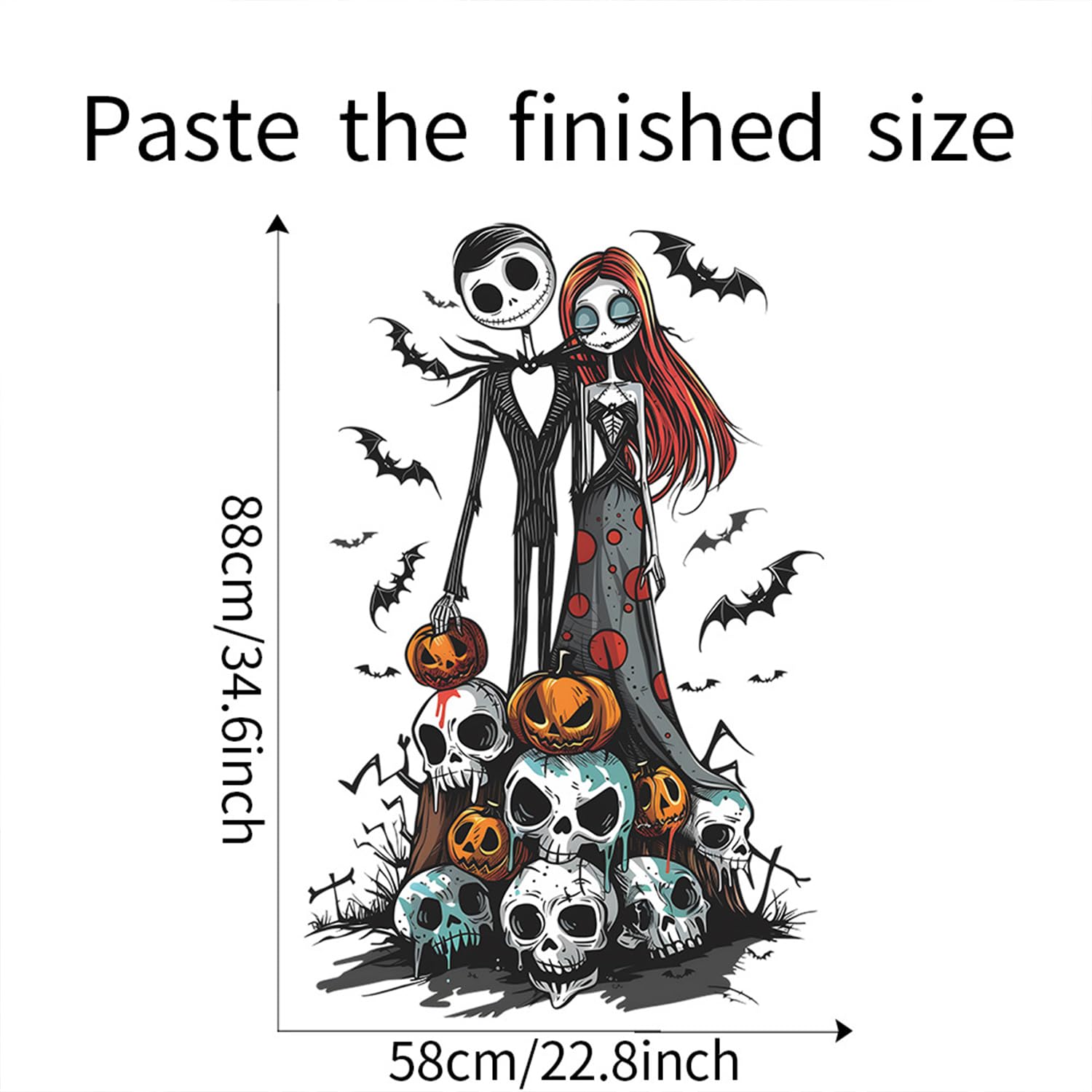 Benziso Decorazione Murale In Metallo Per Halloween - Jack Skellington 33x33 Cm - Interni/Esterni
