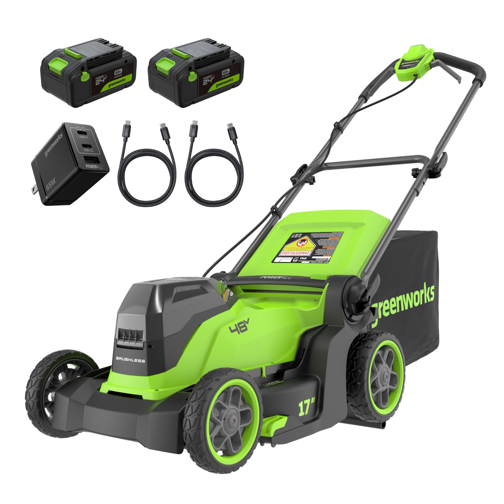 Greenworks Akku Rasenmäher + 2x 24V Akkus MO48L422-0