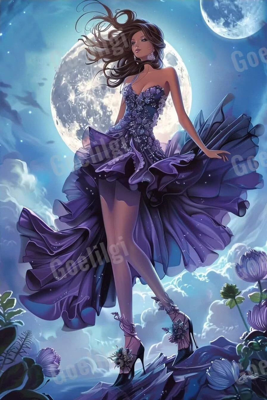 Amazon.com: Purple Moon Goddess Framed Wall Art Versatile Wall Poster Art  Fun Home Decor,Classic Oil Painting Printing Process Living Room Decor