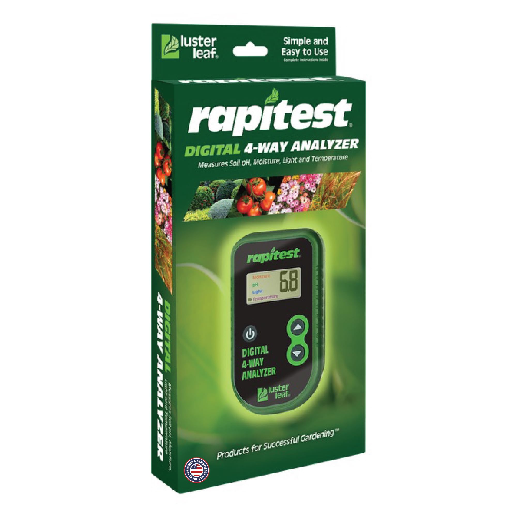 Luster Leaf Rapitest 4-Way Digital Soil Analyzer for pH, Moisture, Temperature, and Light – Designed and Engineered in The USA