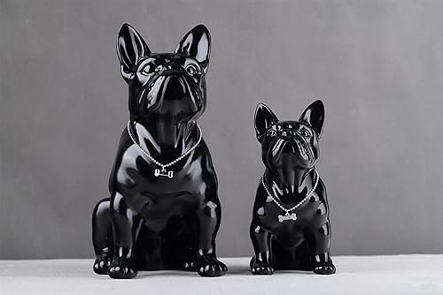 Miniatura 2 de Estatua de bulldog francés sentado de cerámica para perro, escultura decorativa para jardín o decoración del hogar, sala de estar, cocina,