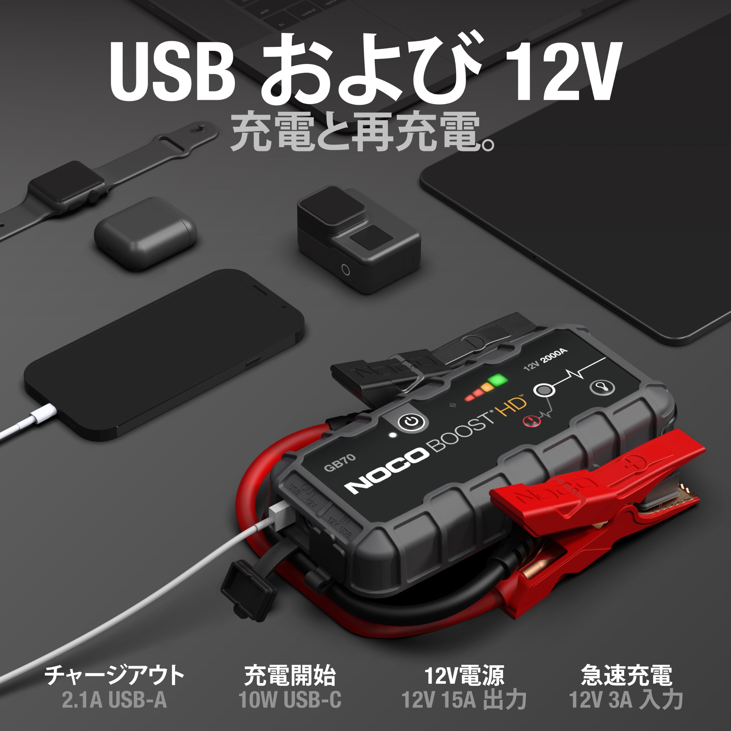 Amazon | NOCO Boost GB70 UltraSafe 2000A リチウムジャンプ