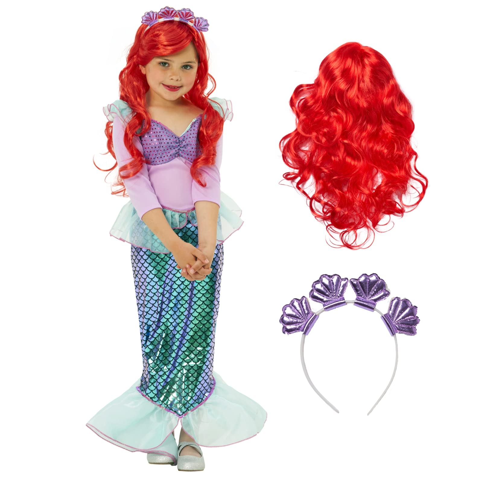 MorphMermaid Kids Costume - With Wig, Tail & Wig - Girls Mermaid Dress Up