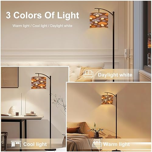 Miniatura 6 de Lámpara de pie de arco de los años 70, hongos maravillosos, margaritas, flores, sin costuras, adorno retro, hippie, lámpara de pie alta, moderna,