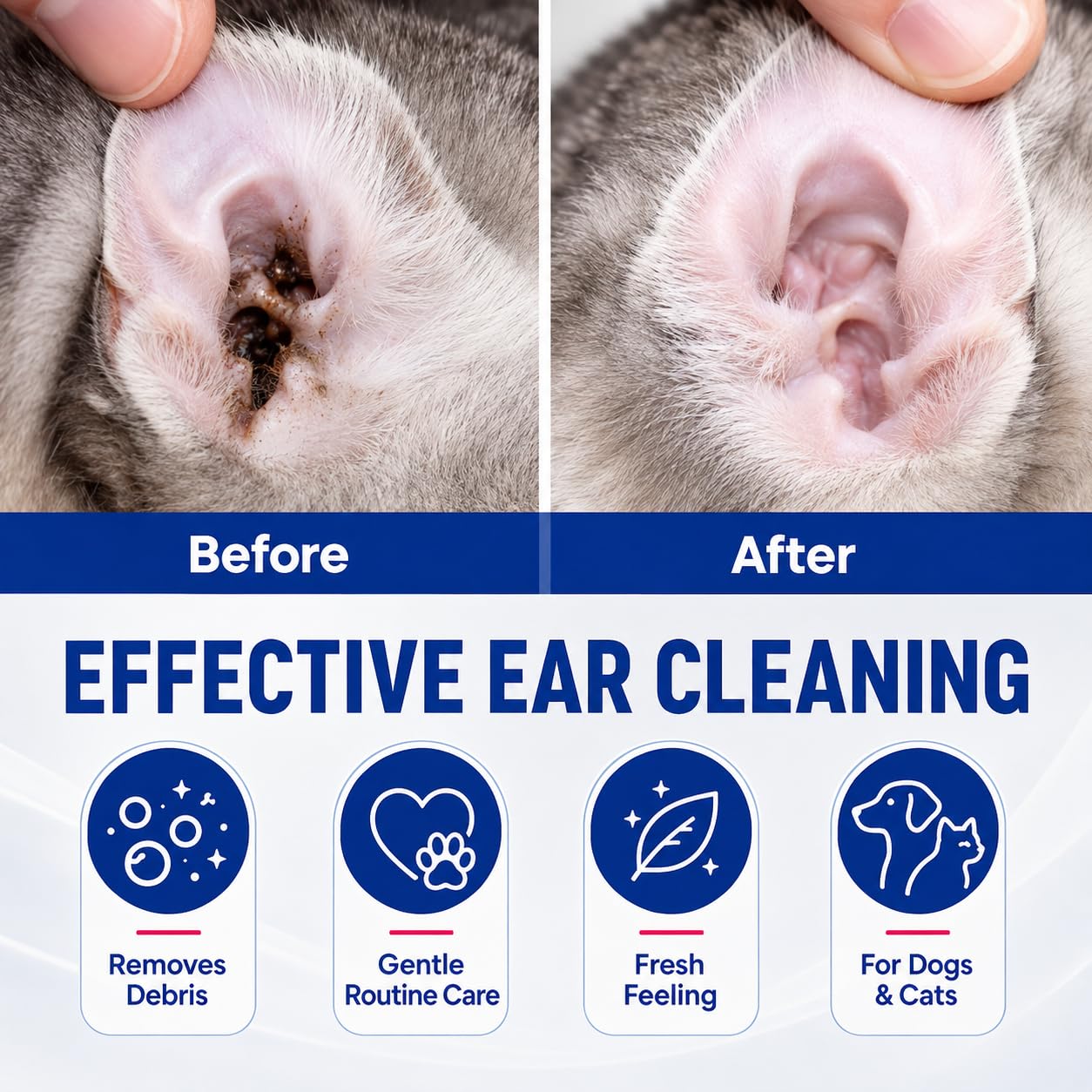 Dog & Cat Ear Cleaner, 120ml - Gentle Ear Cleaning Solution for Pets - Helps Remove Wax, Debris & Odor - Soothing Ear Wash Drops for Routine Ear Care (1pc) — Amazon image 3