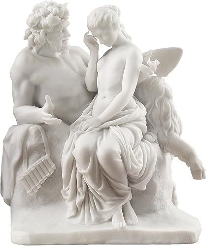 Miniatura 1 de Design Toscano Pan Comforts Psyche - Estatua de réplica griega, 8 pulgadas, poliresina de mármol consolidado, color blanco
