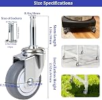 Enyke 2" Wet Dry Vac Repalcement Casters 500 LBS, 5/16" x 1-1/2" (8 x 38mm) Stem Casters, TPR Rubber Casters Set of 4, Swivel Castors with Ball Bearing, for Furniture, Carts, Dolly, Vacuum
