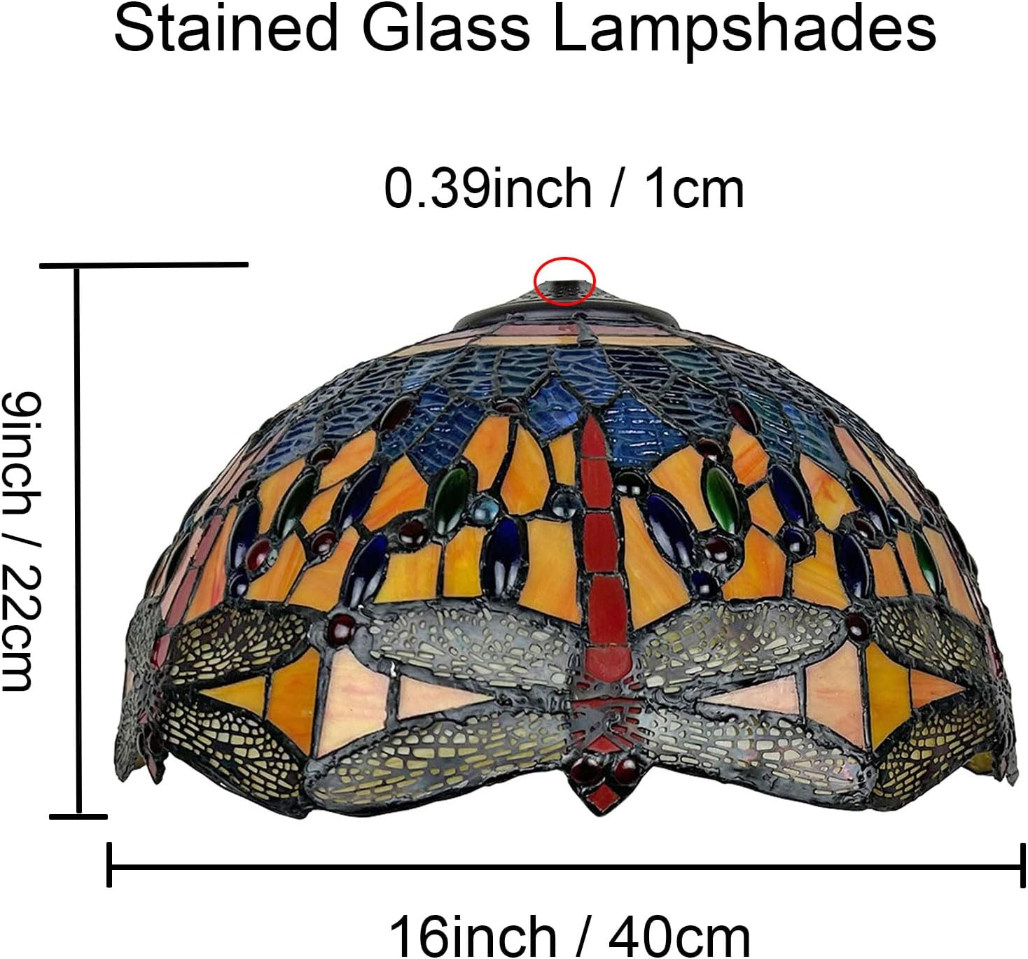 Dragonfly Tiffany Lamp Shade Replacement Only 16X9 Inch Stained Glass Lampshades, Vintage Antique Light Cover Suitable For Use With Table Lamp Floor Lamp Hanging Pendant lamp Ceiling Fixture,Orange