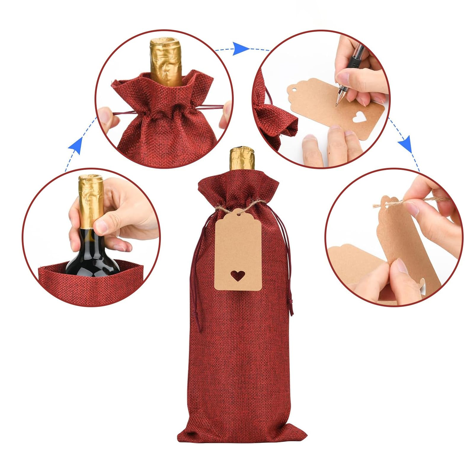 DOI-LANEE Borsa Regalo Per Vino In Iuta - Con Coulisse, Ideale Per Feste E Decorazioni - Design Divertente DL512