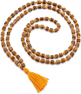 Hitech 108 Beads Tulsi Japa Mala for chanting the Hare Krishna mantra. Hand crafted in India. Approx 40" inches long. prayer beads for meditation Healing Prayer mala.