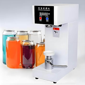 Automatic Can Sealer Machine, Smart Can Seamer, Beverage Seal Machine, One-Touch Sealing, Roller-Sealed Edges, Leak-Proof and Fresh-Keeping, for Aluminum and Plastic Cans White