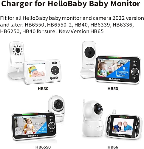Miniatura 2 de Tonton Cargador de 5 V y 6.6 pies para monitor de cámara HelloBaby HB6550, HB65, HB50, HB40, HB6250, adaptador de cable de alimentación para monitor